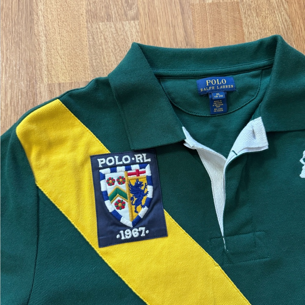 Vintage Ralph Lauren Banner Stripe Big Pony Polo Shirt Size XL - Picture 10 of 10
